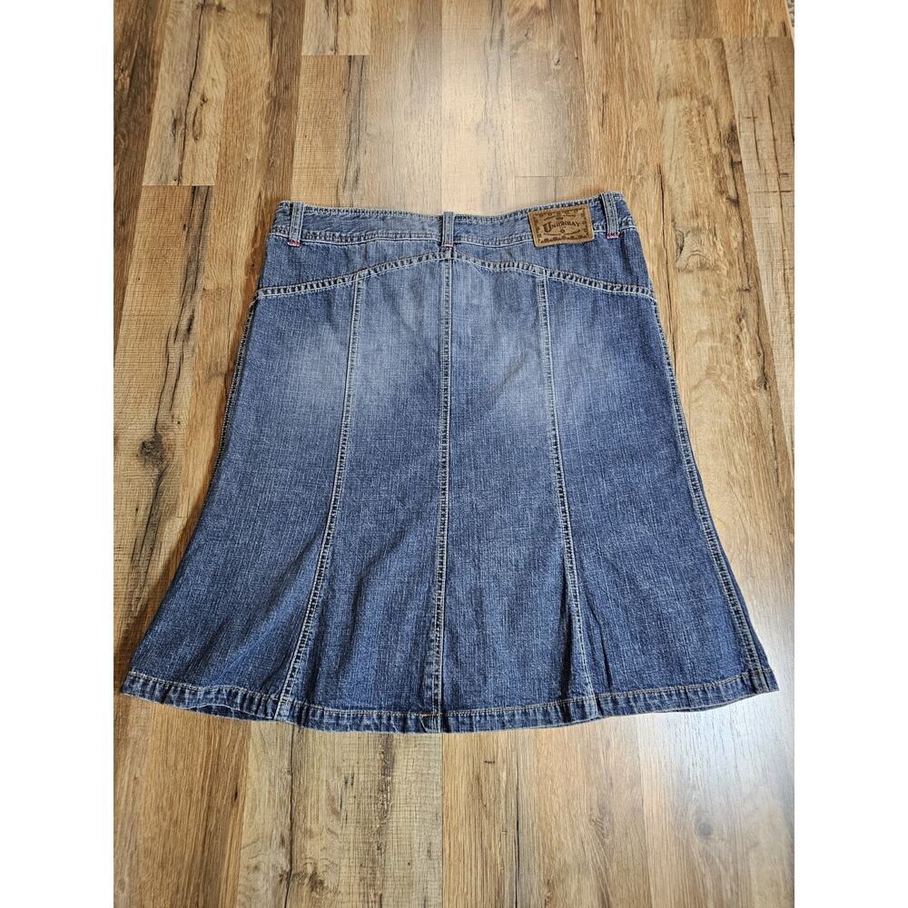 Union Bay Vintage Denim Jean Flare Dress Size 13 Y2K Logo 100% Cotton - Picture 5 of 6